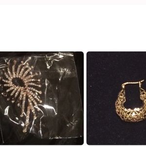 3-piece NWT BOGO gold plated ear cuff and earrings